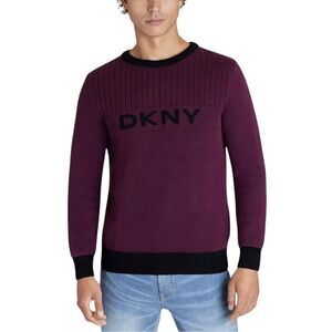 NWT DKNY Men’s Crew Neck Long Sleeve Pullover Sweater Wine Size 2XL